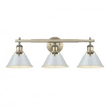 Golden Canada 3306-BA3 AB-DB - Orwell AB 3 Light Bath Vanity in Aged Brass with Dusky Blue shades