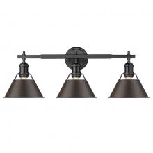 Golden Canada 3306-BA3 BLK-RBZ - Orwell BLK 3 Light Bath Vanity in Matte Black with Rubbed Bronze shades