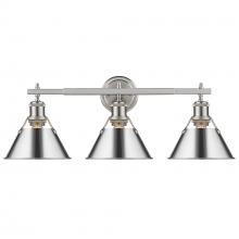 Golden Canada 3306-BA3 PW-CH - Orwell 3-Light Vanity Light in Pewter with Chrome