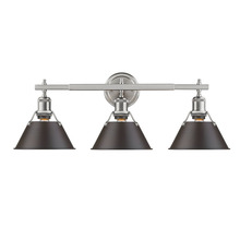 Golden Canada 3306-BA3 PW-RBZ - Orwell 3-Light Vanity Light in Pewter with Rubbed Bronze