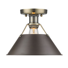 Golden Canada 3306-FM AB-RBZ - Orwell 1-Light Flush Mount in Aged Brass with Rubbed Bronze