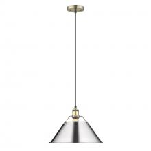 Golden Canada 3306-L AB-CH - Orwell 14" Wide Large Pendant in Aged Brass with Chrome