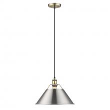 Golden Canada 3306-L AB-PW - Orwell AB Large Pendant - 14" in Aged Brass with Pewter shade