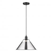 Golden Canada 3306-L BLK-CH - Orwell BLK Large Pendant - 14" in Matte Black with Chrome shade