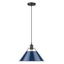 Golden Canada 3306-L BLK-NVY - Orwell BLK Large Pendant - 14" in Matte Black with Matte Navy shade