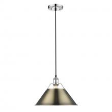 Golden Canada 3306-L CH-AB - Orwell CH Large Pendant - 14 in Chrome with Aged Brass shade