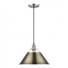 Golden Canada 3306-L PW-AB - Orwell PW Large Pendant - 14 in Pewter with Aged Brass shade