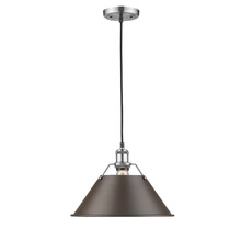 Golden Canada 3306-L PW-RBZ - Orwell PW Large Pendant - 14" in Pewter with Rubbed Bronze shade