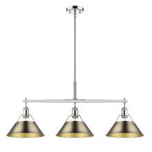 Golden Canada 3306-LP CH-AB - Orwell 3-Light Linear Pendant in Chrome with Aged Brass