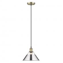 Golden Canada 3306-M AB-CH - Orwell AB Medium Pendant - 10" in Aged Brass with Chrome shade