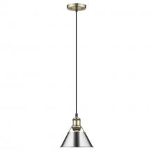 Golden Canada 3306-S AB-CH - Orwell 7.5" Wide Small Pendant in Aged Brass with Chrome