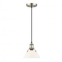 Golden Canada 3306-S AB-OP - Orwell AB Small Pendant - 7" in Aged Brass with Opal Glass