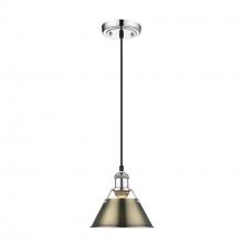 Golden Canada 3306-S CH-AB - Orwell CH Small Pendant - 7 in Chrome with Aged Brass shade