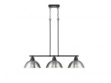 Golden Canada 3602-3LP BLK-PW - Duncan Small Pendant with Chain in Aged Brass with Clear Glass