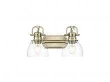 Golden Canada 3602-BA2 AB-CLR - Duncan 2-Light Bath Vanity in Aged Brass with Clear Glass