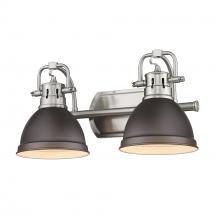 Golden Canada 3602-BA2 PW-RBZ - Duncan 2 Light Bath Vanity in Pewter with Rubbed Bronze Shades