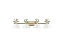 Golden Canada 3602-BA4 AB-WH - Duncan 4-Light Bath Vanity in Aged Brass with White