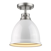 Golden Canada 3602-FM PW-WH - Duncan Flush Mount in Pewter with a White Shade