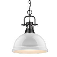 Golden Canada 3602-L BLK-WH - Duncan 1 Light Pendant with Chain in Matte Black with a White Shade