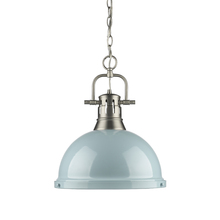 Golden Canada 3602-L PW-SF - Duncan 1 Light Pendant with Chain in Pewter with a Seafoam Shade