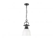 Golden Canada 3602-S BLK-WHT - Duncan Small Pendant with Chain in Matte Black with Matte White