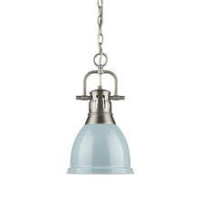 Golden Canada 3602-S PW-SF - Duncan Small Pendant with Chain in Pewter with a Seafoam Shade