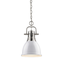 Golden Canada 3602-S PW-WH - Duncan Small Pendant with Chain in Pewter with a White Shade