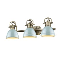 Golden Canada 3602-BA3 AB-SF - Duncan 3-Light Bath Vanity in Aged Brass with Seafoam