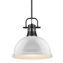 Golden Canada 3604-L BLK-WH - Duncan 1 Light Pendant with Rod in Matte Black with a White Shade