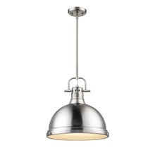 Golden Canada 3604-L PW-PW - Duncan 1 Light Pendant with Rod in Pewter with a Pewter Shade