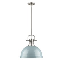 Golden Canada 3604-L PW-SF - Duncan 1 Light Pendant with Rod in Pewter with a Seafoam Shade