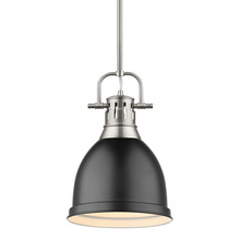 Golden Canada 3604-S PW-BLK - Duncan Small Pendant with Rod in Pewter with a Matte Black Shade