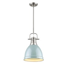 Golden Canada 3604-S PW-SF - Duncan Small Pendant with Rod in Pewter with a Seafoam Shade