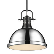 Golden Canada 3604-L BLK-CH - Duncan 1-Light Pendant with Rod in Matte Black with Chrome