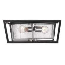 Golden Canada 4309-FM BLK-SD - Mercer Flush Mount in Matte Black with Chrome accents and Seeded Glass