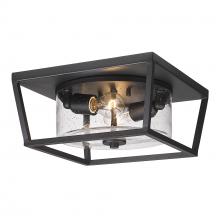 Golden Canada 4309-OFM NB-SD - Mercer NB Flush Mount - Outdoor in Natural Black with Seeded Glass Shade