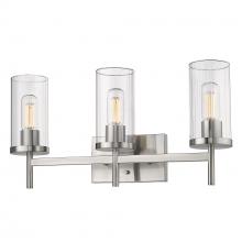 Golden Canada 7011-BA3 PW-CLR - Winslett 3-Light Bath Vanity in Pewter with Ribbed Clear Glass Shades