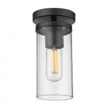 Golden Canada 7011-SF BLK-CLR - Winslett Semi-Flush in Matte Black with Ribbed Clear Glass Shade