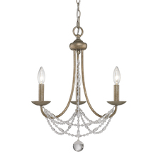 Golden Canada 7644-M3 GA - Mirabella 3 Light Mini Chandelier in Golden Aura with Pearl Chiffon Shade