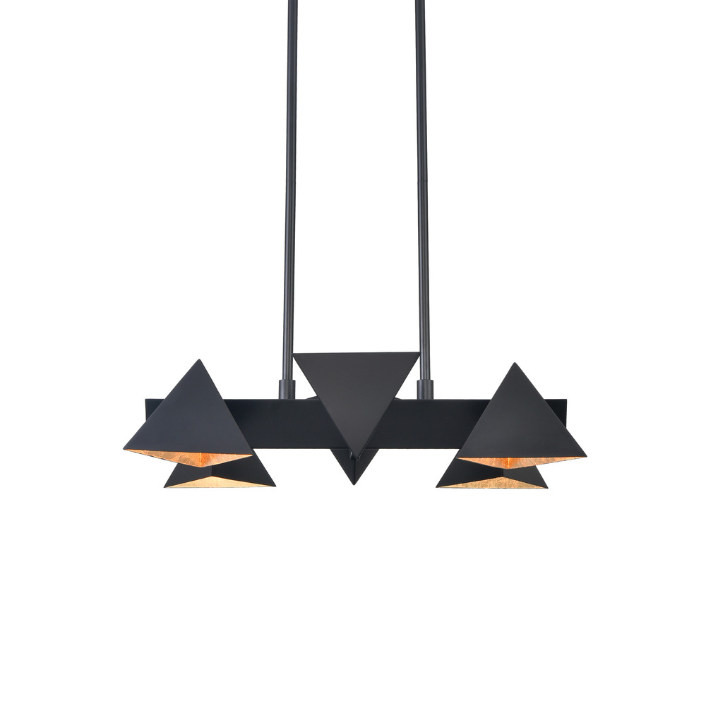 6-Light Geometric Triangular Matte Black Linear Pendant