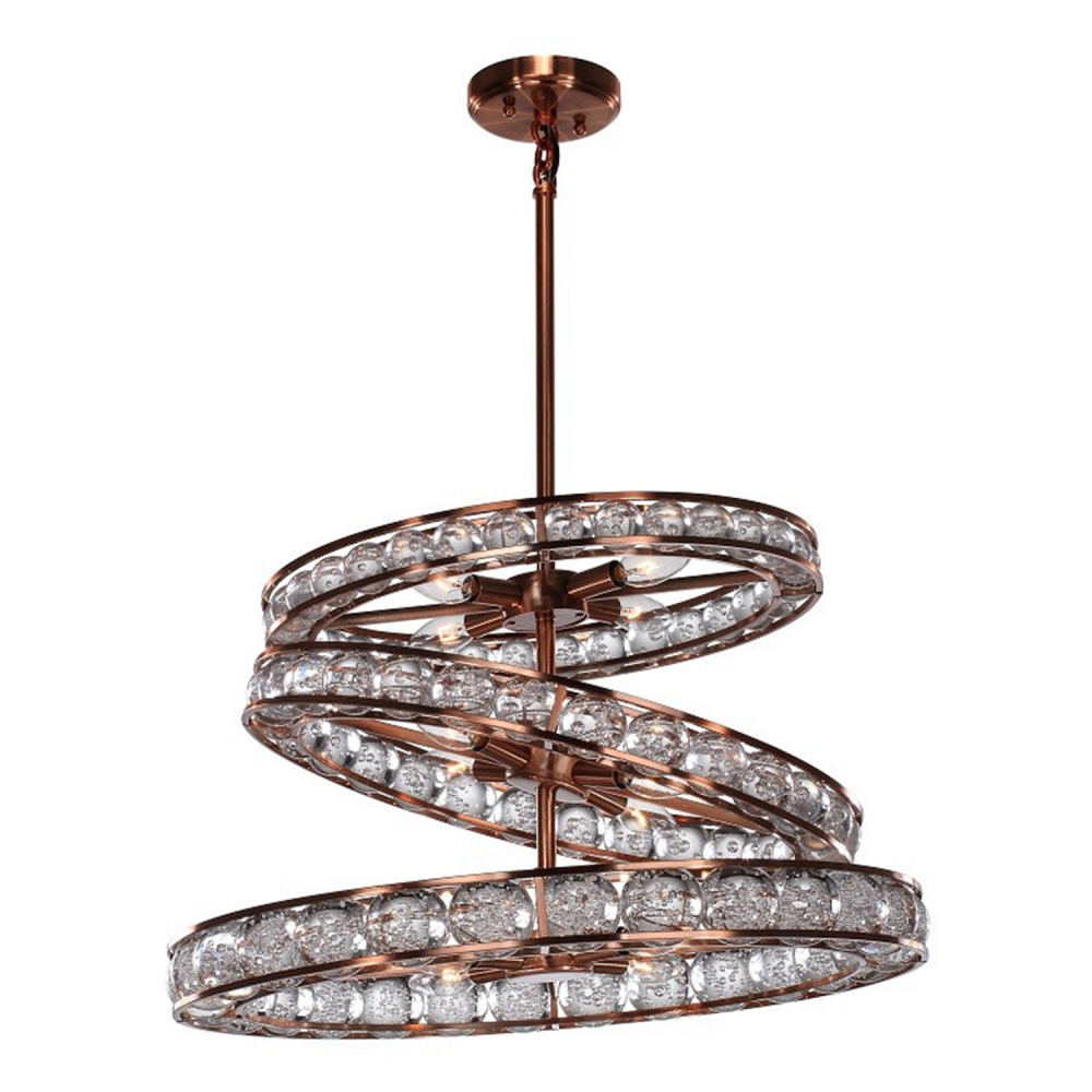 3-Tier 24" Modern Ring Copper Bubble Crystal Chandelier