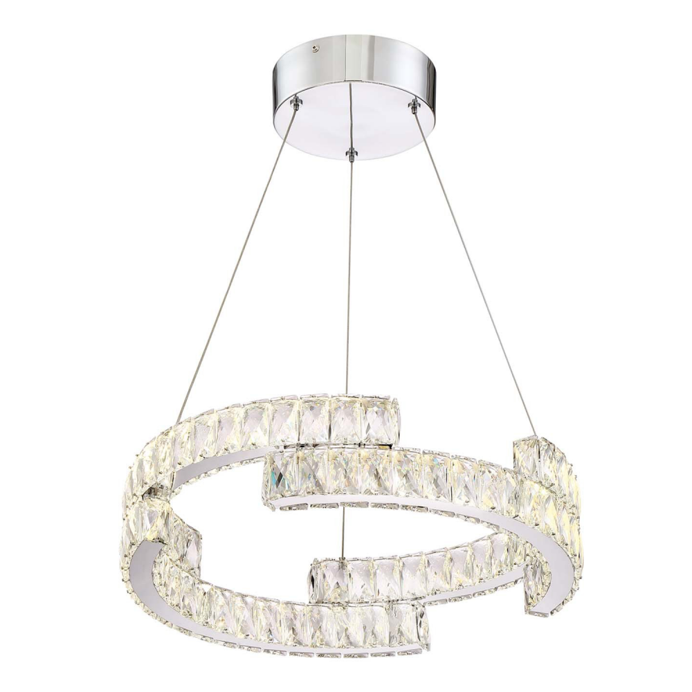 LED 20" 4000K Segmental Crystal Ring Chandelier