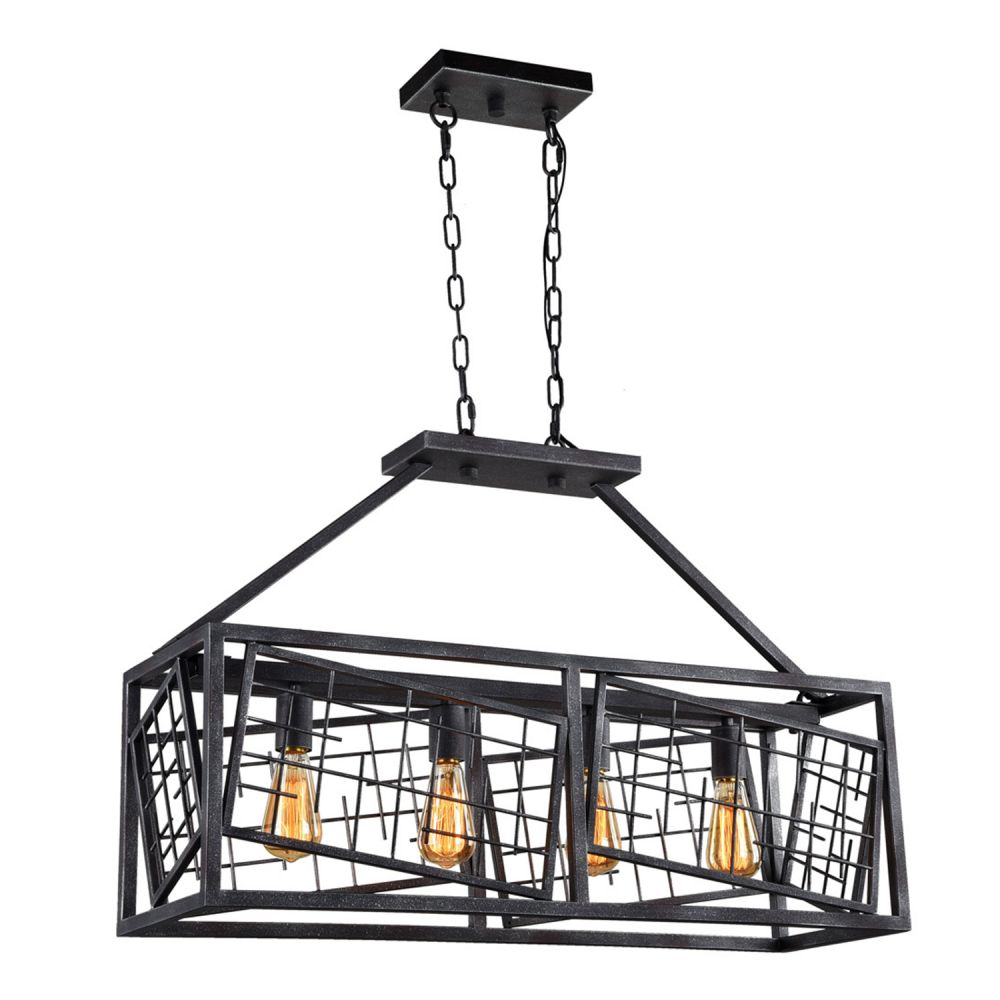 4-Light 33" Rectangular Cage Chandelier