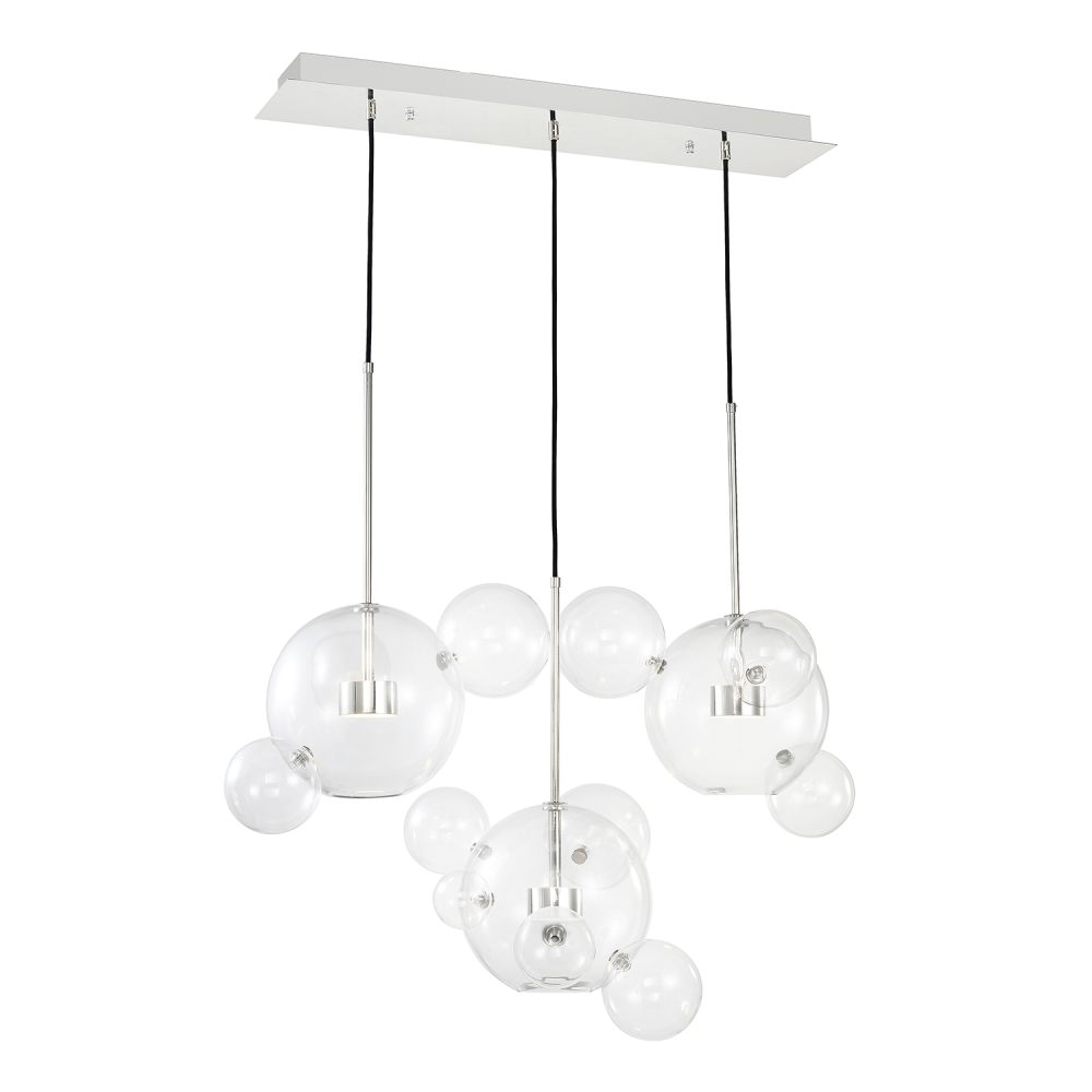 6-Light LED 45" Polished Nickel Linear Glass Multi-Pendant