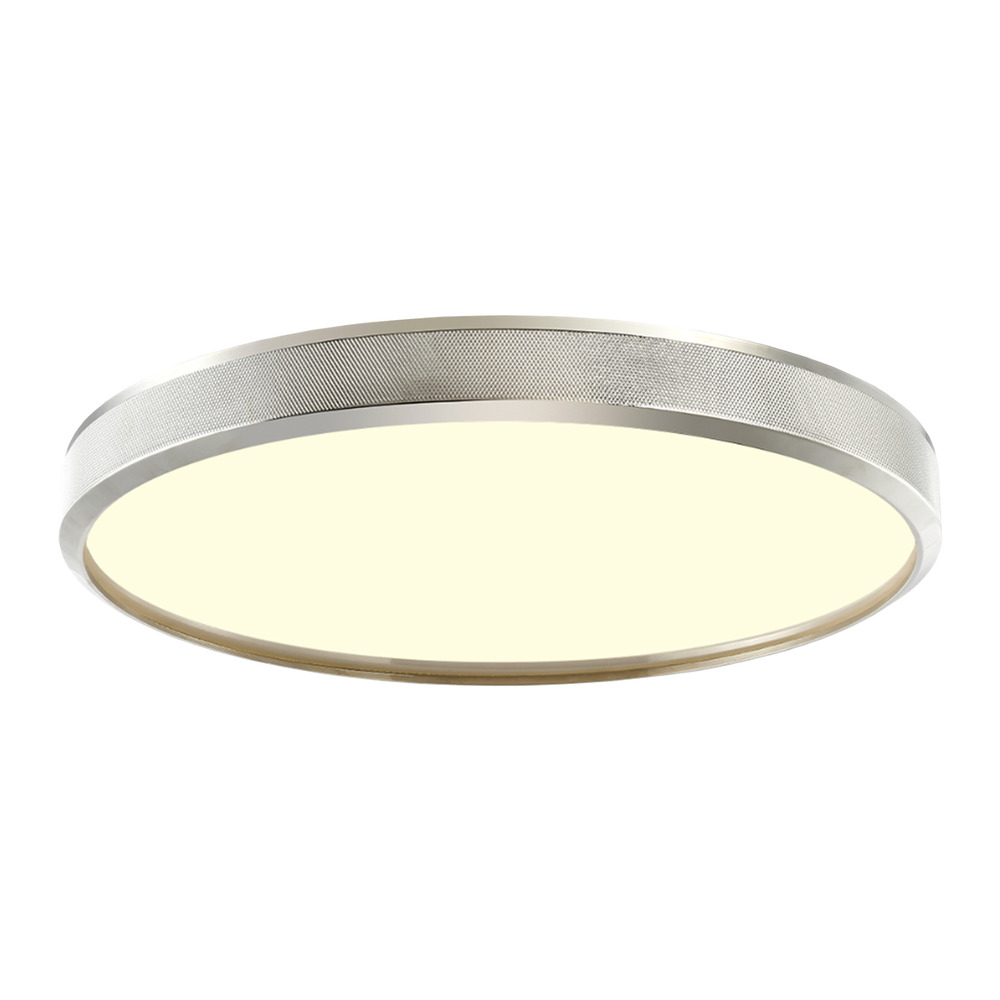 24" LED 3CCT Luxury Braided Knurl Polished Nickel Ceiling Flush Mount Light