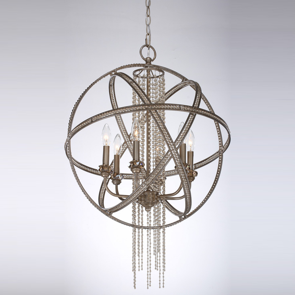 6-Light 22" Orbital Crystal Chandelier