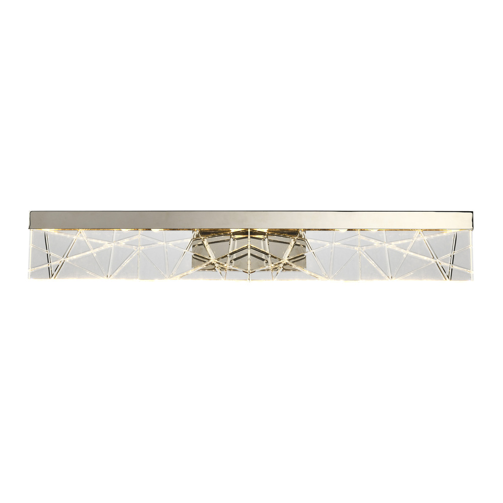 LED 3CCT 35" Thick Engraved Crystals Polished Nickel Vanity Light