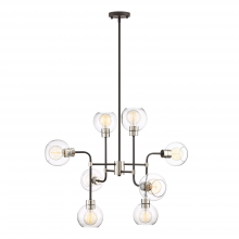 ZEEV Lighting CD10224-8-PN+MBK - 8-Light 34" Adjustable Polished Nickel Geometric Globe Chandelier