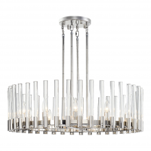 ZEEV Lighting CD10358-12-PN - 12-Light 32" Round Polished Nickel Wheel Styled Glass Chandelier