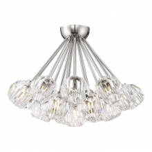 ZEEV Lighting FM60048-18-PN - 18-Lighting 24" Polished Nickel Clustered Crystal Semi-Flush Mount